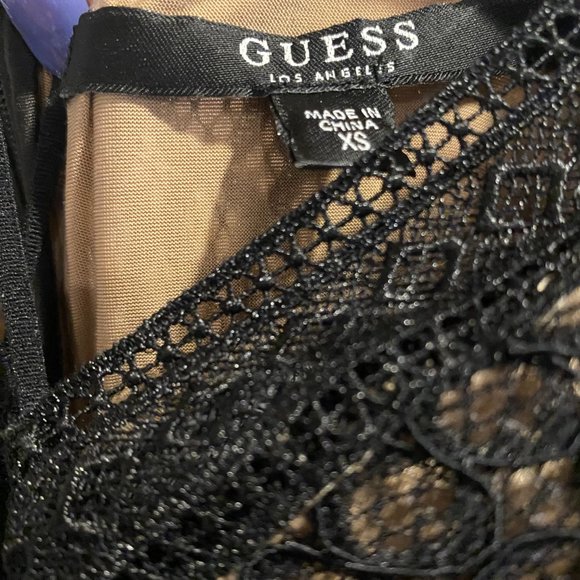 Guess Black Lace Maxi Dress with Nude Underlay - Picture 6 of 6